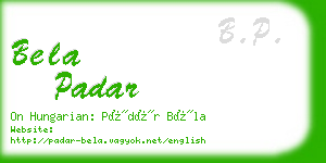 bela padar business card